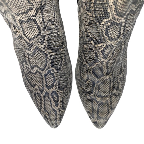 Aerosoles Heel Rest Rock On Ankle Bootie White Black Leather Snake Print sz 7.5 - Picture 6 of 13